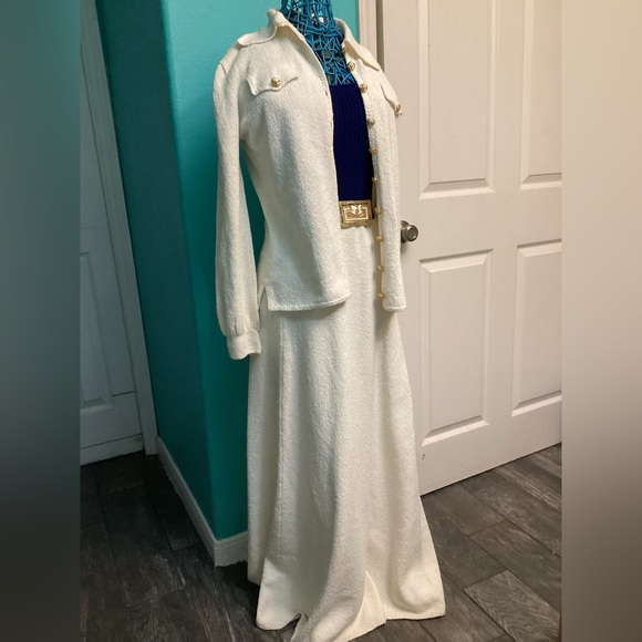 St John Vintage Maxi Dress With Belt And Jacket